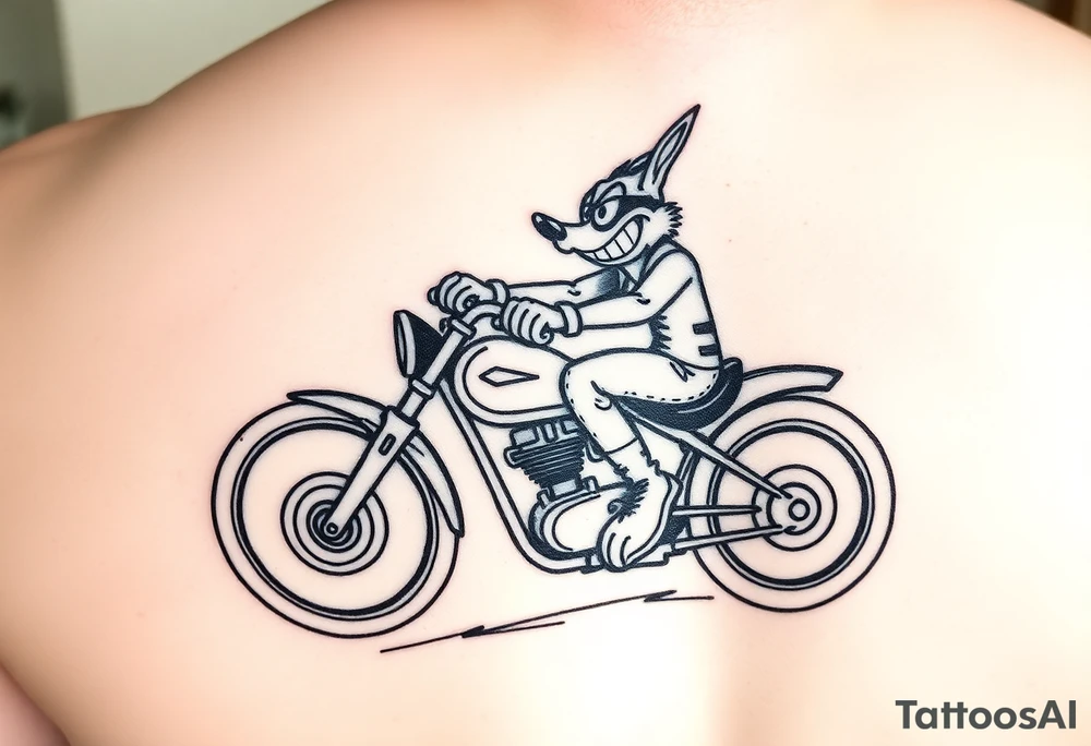 Taz looney tools character riding a motorcycle tattoo idea