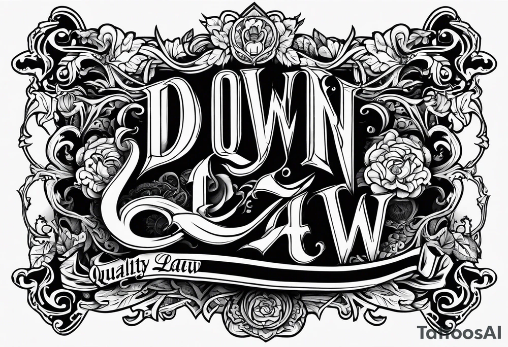 Old English font saying down by Law tattoo idea