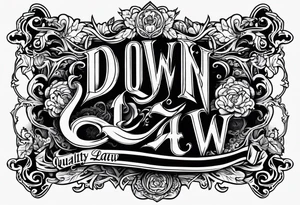 Old English font saying down by Law tattoo idea