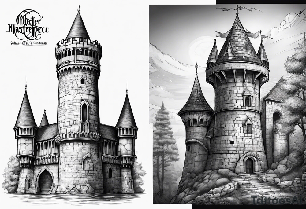 medieval tower tattoo idea