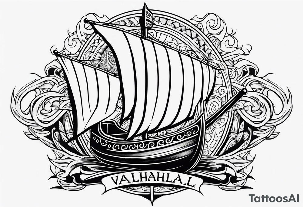 Valhalla sword shield viking ship dragon head tattoo idea Valhalla sword shield viking ship dragon head tattoo idea