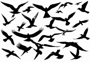 20 Silhouettes of an Arctic Tern flying. White space between each Silhouette tattoo idea