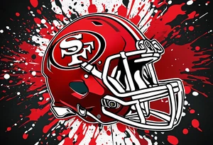 san Francisco 49er logo alone with team color specks of paint splatter tattoo idea