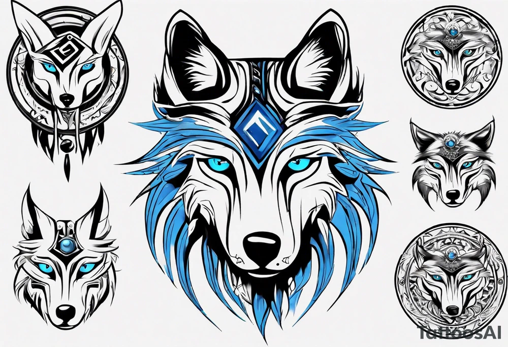 wolf with blue eyes tattoo idea