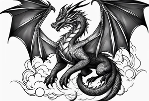 Dragon breaking through the clouds tattoo idea