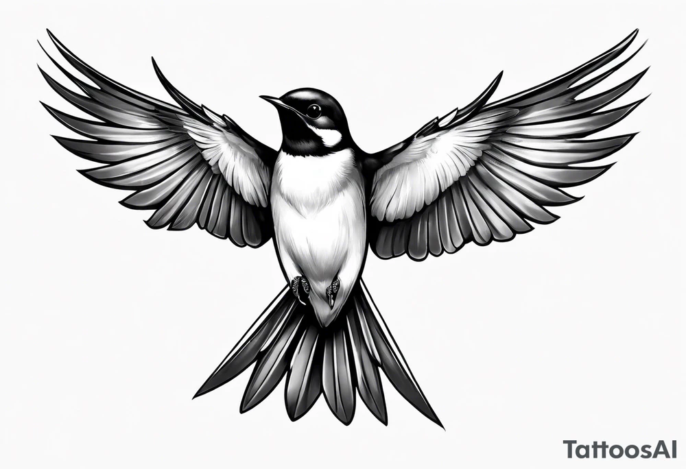realistic swallow with open wings tattoo idea