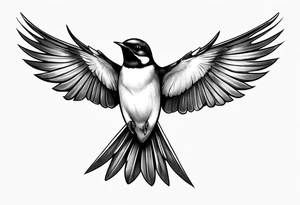 realistic swallow with open wings tattoo idea