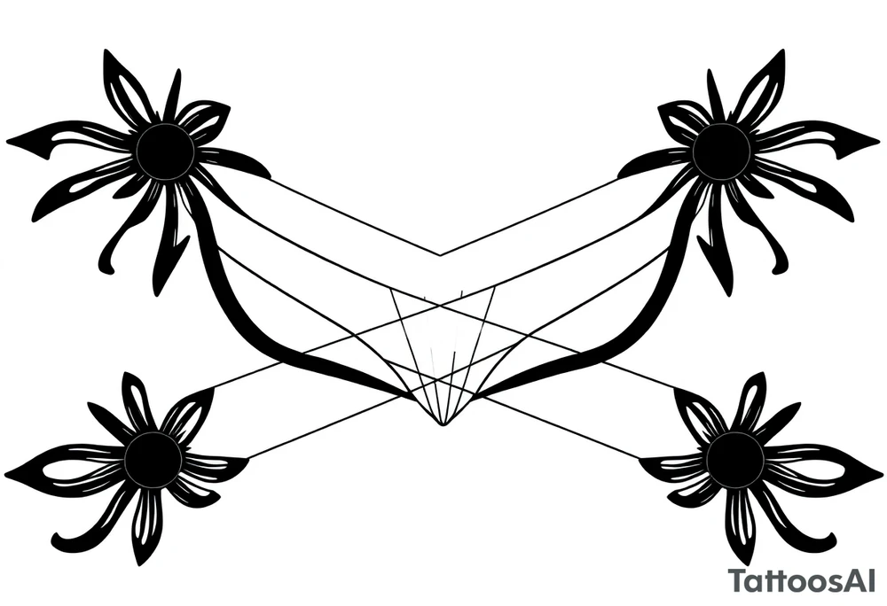 Five different lines meet in the center but should be back psychedelic and trippy tattoo idea