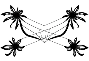 Five different lines meet in the center but should be back psychedelic and trippy tattoo idea