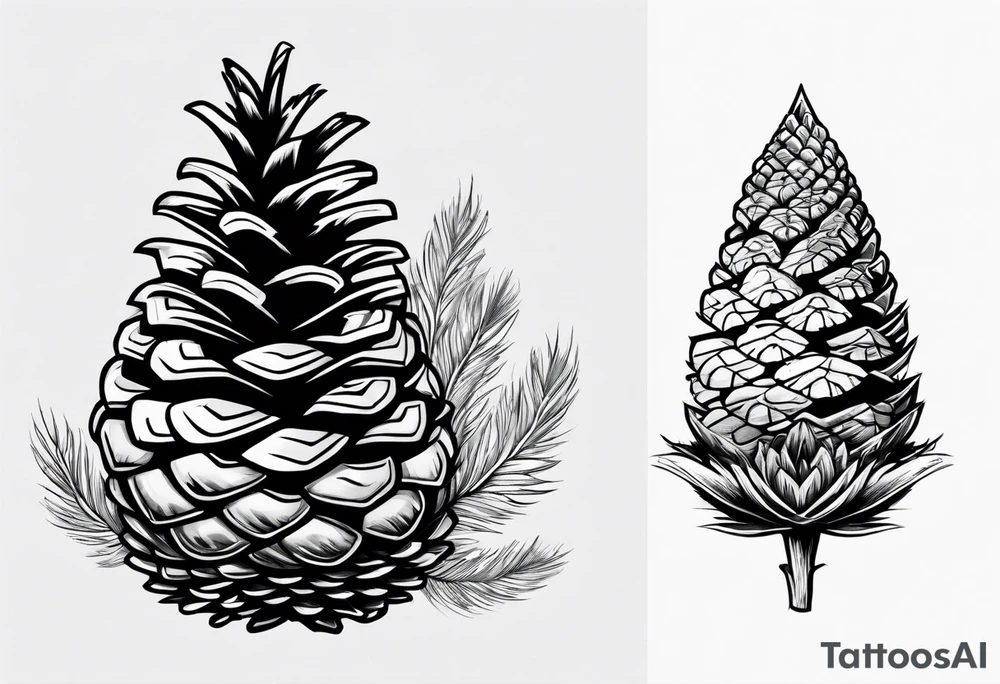 Pinecone transforming to a mountain tattoo idea