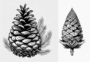 Pinecone transforming to a mountain tattoo idea