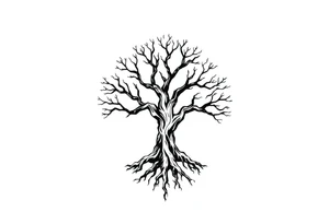 tree with 6 branches and 6 roots tattoo idea
