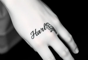 a couple names being Harley and Guy bird combined lettering meaning Harley bird tattoo idea