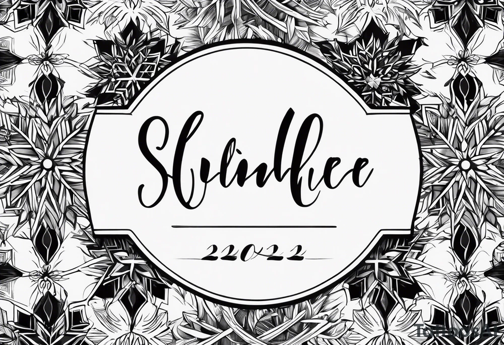 Christmas 2024 personalized name banner on a 20 oz tumbler minimalist snowflake motif tattoo idea