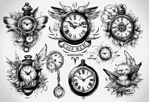 Baby clock name tattoo idea