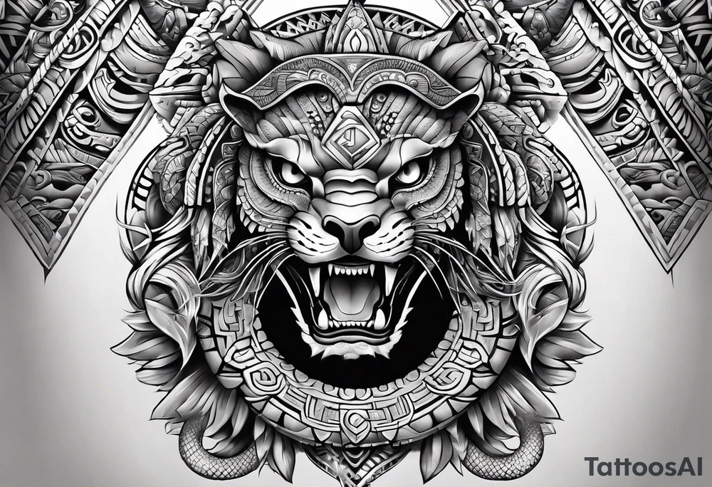 aztec snake sleeve tattoo idea