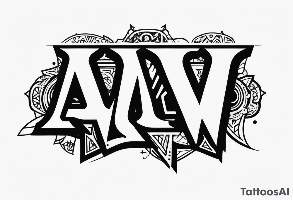 the letters A W R in the middle of a ninja headband tattoo idea
