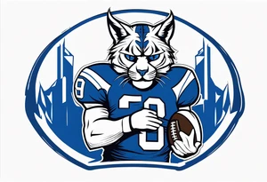 blue wildcat in football attire  morphing into jfootball game night tattoo idea