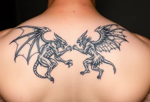 Demon vs angel fighting tattoo idea