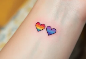 Tiny matching rainbow hearts behind each ear to honor love in every shade. tattoo idea