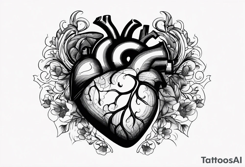 photograph of a human heart as you would see in a human body tattoo idea