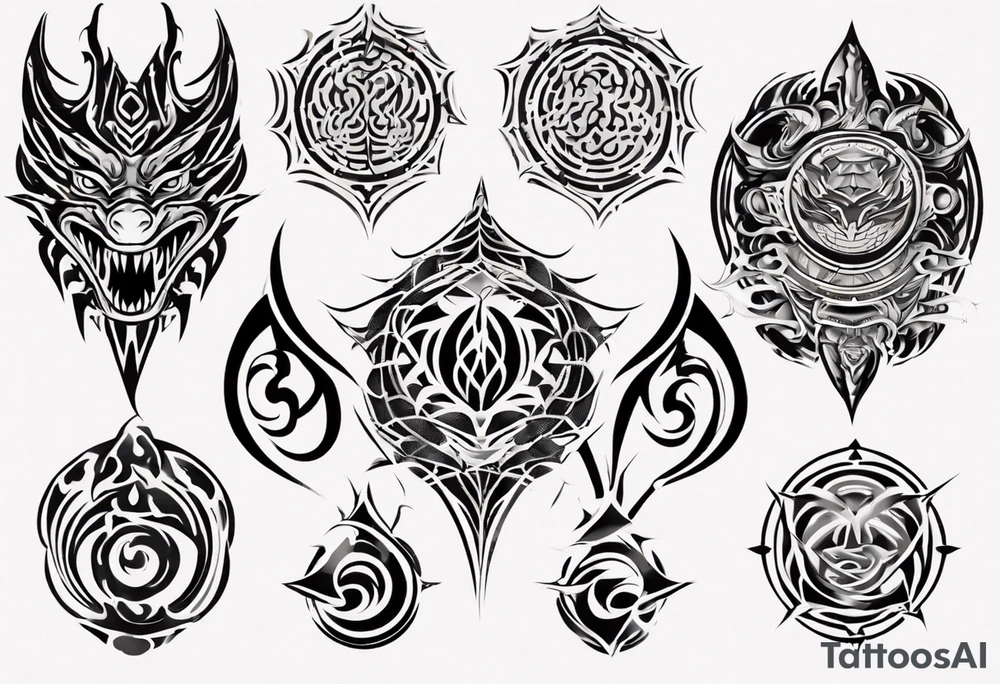 Dragon scale symmetrical tattoo idea