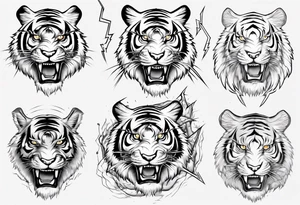 Tiger with lightning for a forearm sleeve tattoo idea