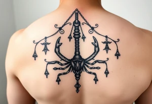 Ornamental chandelier natal scorpio tattoo idea