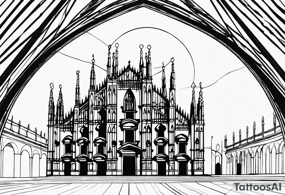 the cathedral of milan as tim burton would draw it tattoo idea