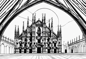 the cathedral of milan as tim burton would draw it tattoo idea