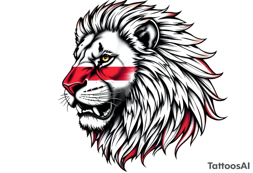 powerful majestic lion with Czech theme tattoo idea