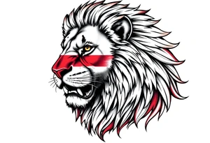 powerful majestic lion with Czech theme tattoo idea