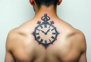 Japanese style tattoo  with a clock tattoo idea
