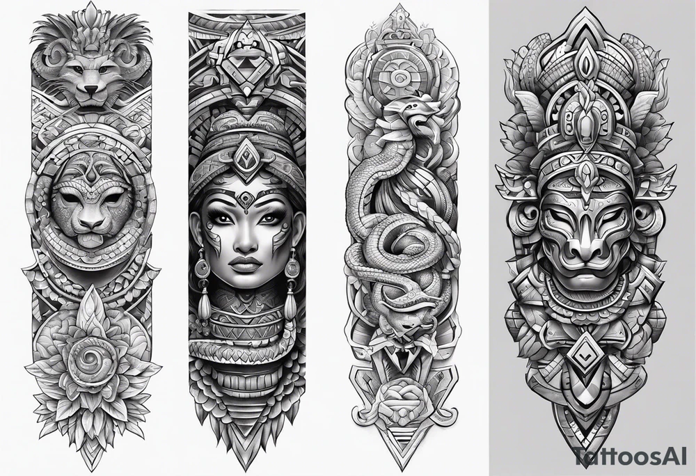 aztec snake sleeve tattoo idea