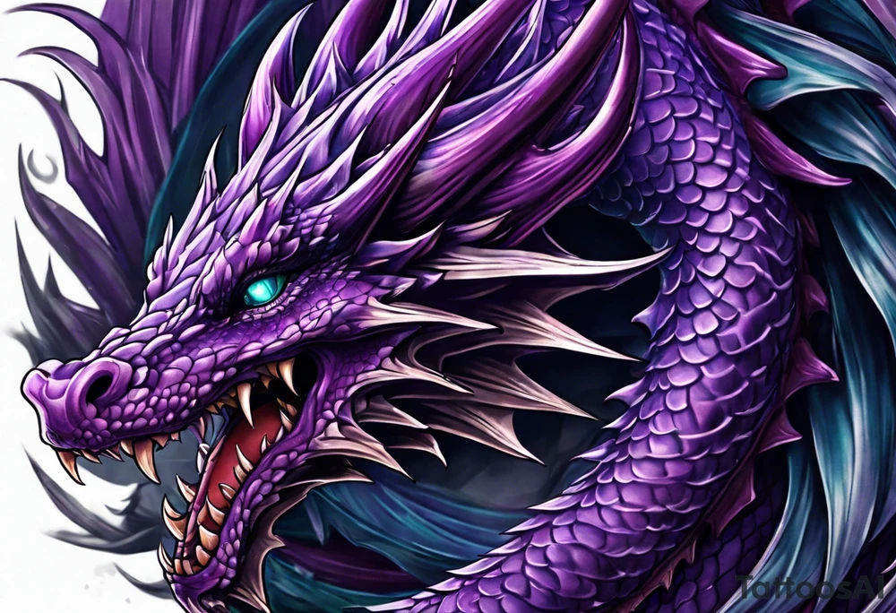 Purple eldritch dragon arm sleeve tattoo idea