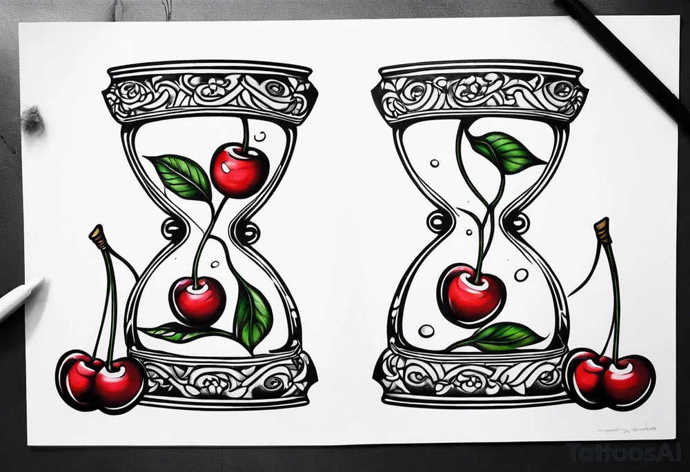 Cherry hourglass tattoo idea