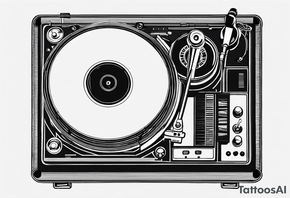 Recordplayer finline art minimalistic oneline throwup tattoo idea
