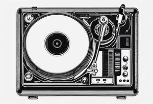 Recordplayer finline art minimalistic oneline throwup tattoo idea