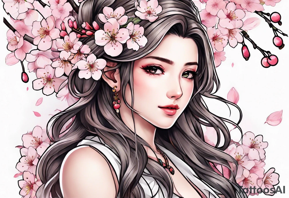 Cherry blossoms aerith Gainsborough wedding tattoo idea