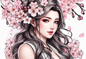 Cherry blossoms aerith Gainsborough wedding tattoo idea