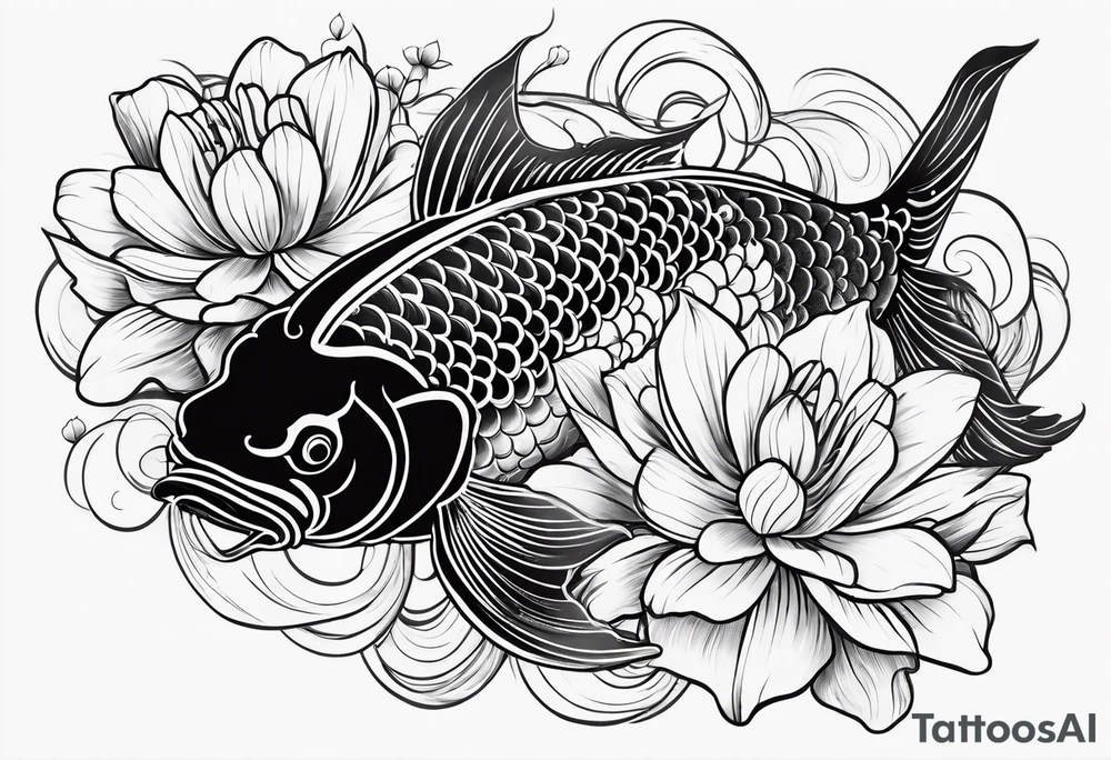 Koi carp with flowers tattoo idea