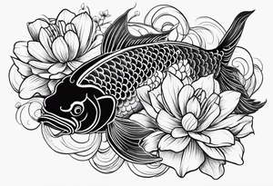 Koi carp with flowers tattoo idea