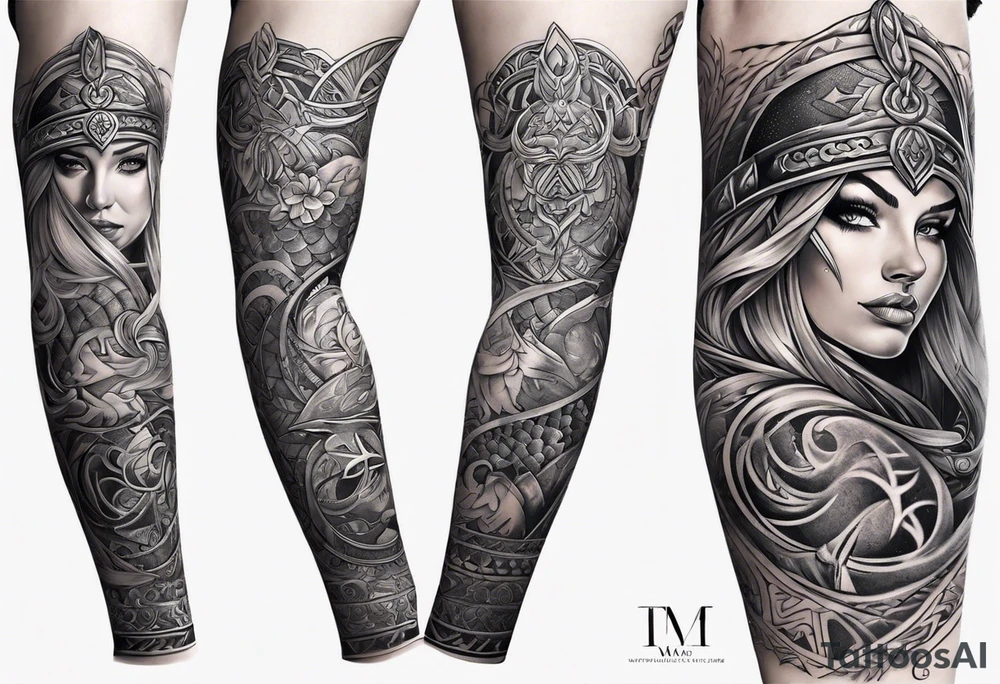 Viking arm sleeve tattoo idea