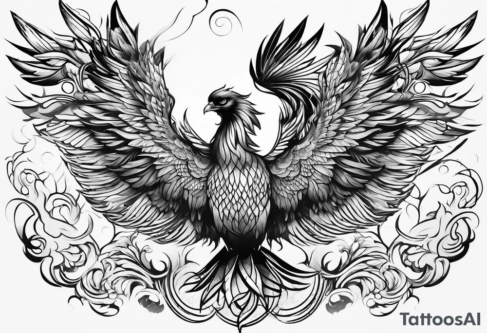 Female phoenix rising tattoo idea