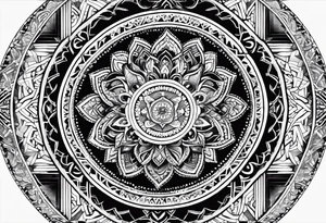 Combine intricate mandala patterns with religious symbols representing your faith at the center tattoo idea