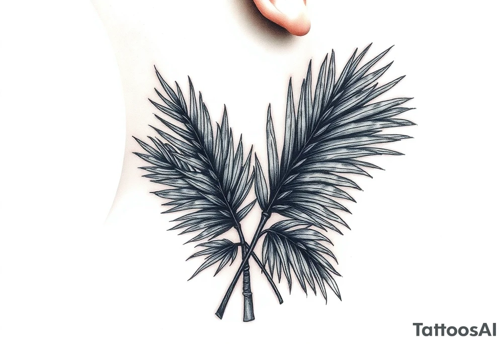 large woven palm leaves tattoo idea