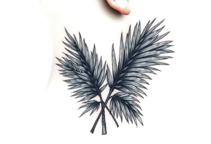 large woven palm leaves tattoo idea