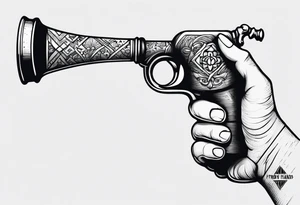 Hand holding a meth pipe. 
Underneath the hand the text,  'from my cold dead hands ' tattoo idea