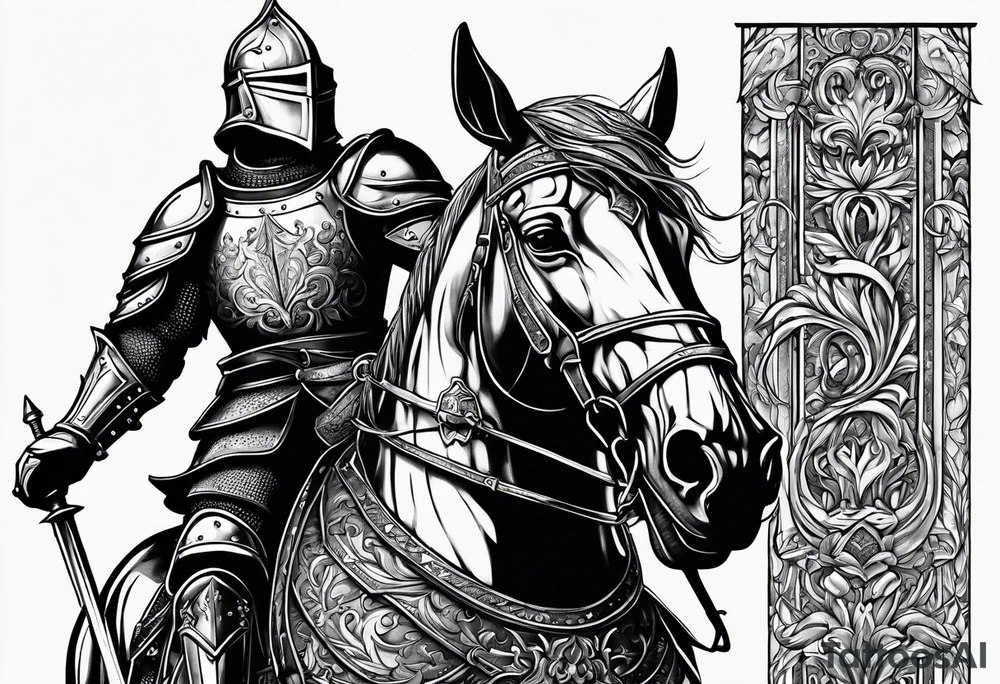 knight with heavy armor with less detail tattoo idea