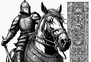 knight with heavy armor with less detail tattoo idea
